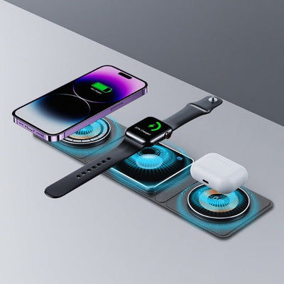 3 IN 1 Magnetic Folding Wireless Charger Station For IPhone Transparent Fast Charging For IWatch And AirpodsAppeals