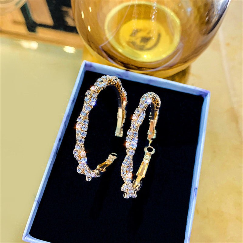 Crystal Round Hoop EarringsEarrings