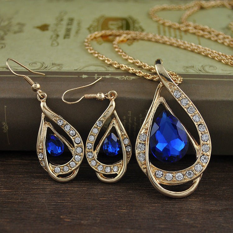 Double Drop Crystal Set Necklace Earringsjewelry