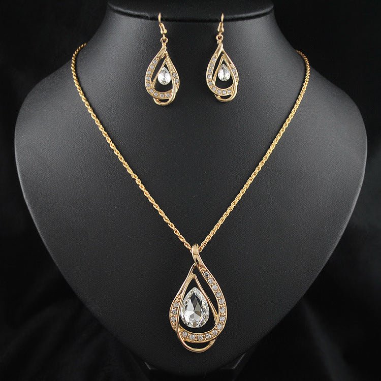 Double Drop Crystal Set Necklace Earringsjewelry