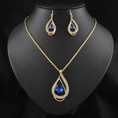 Double Drop Crystal Set Necklace Earringsjewelry