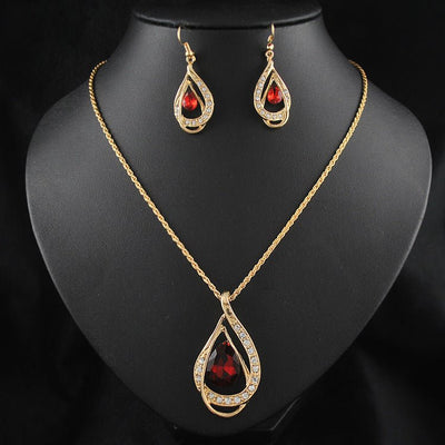 Double Drop Crystal Set Necklace Earringsjewelry