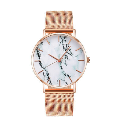 Fashion Mesh Marble Luxury Women Quartz Watches