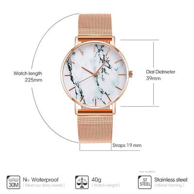 Fashion Mesh Marble Luxury Women Quartz Watches