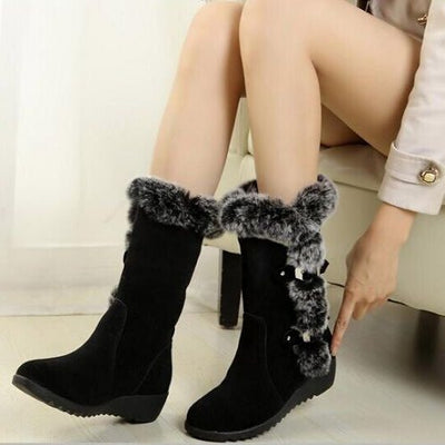 Mid Calf Snow Boots with Fur fauxFootwear