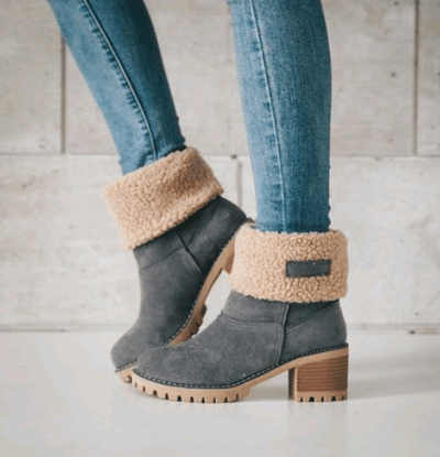 Thick Heel Suede Snow Boots