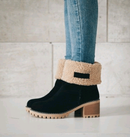 Thick Heel Suede Snow Boots