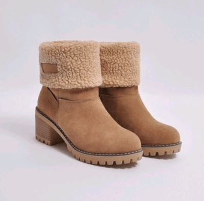 Thick Heel Suede Snow Boots