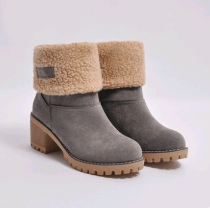 Thick Heel Suede Snow Boots