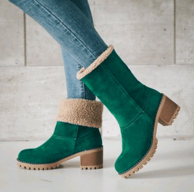 Thick Heel Suede Snow Boots