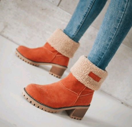 Thick Heel Suede Snow Boots