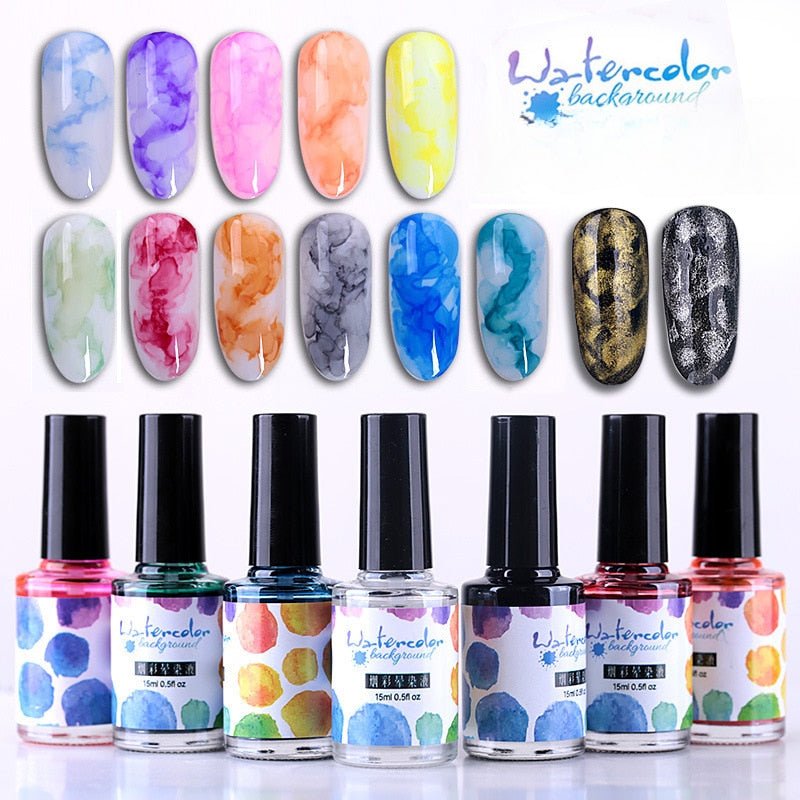 Watercolor Nail InkNail art