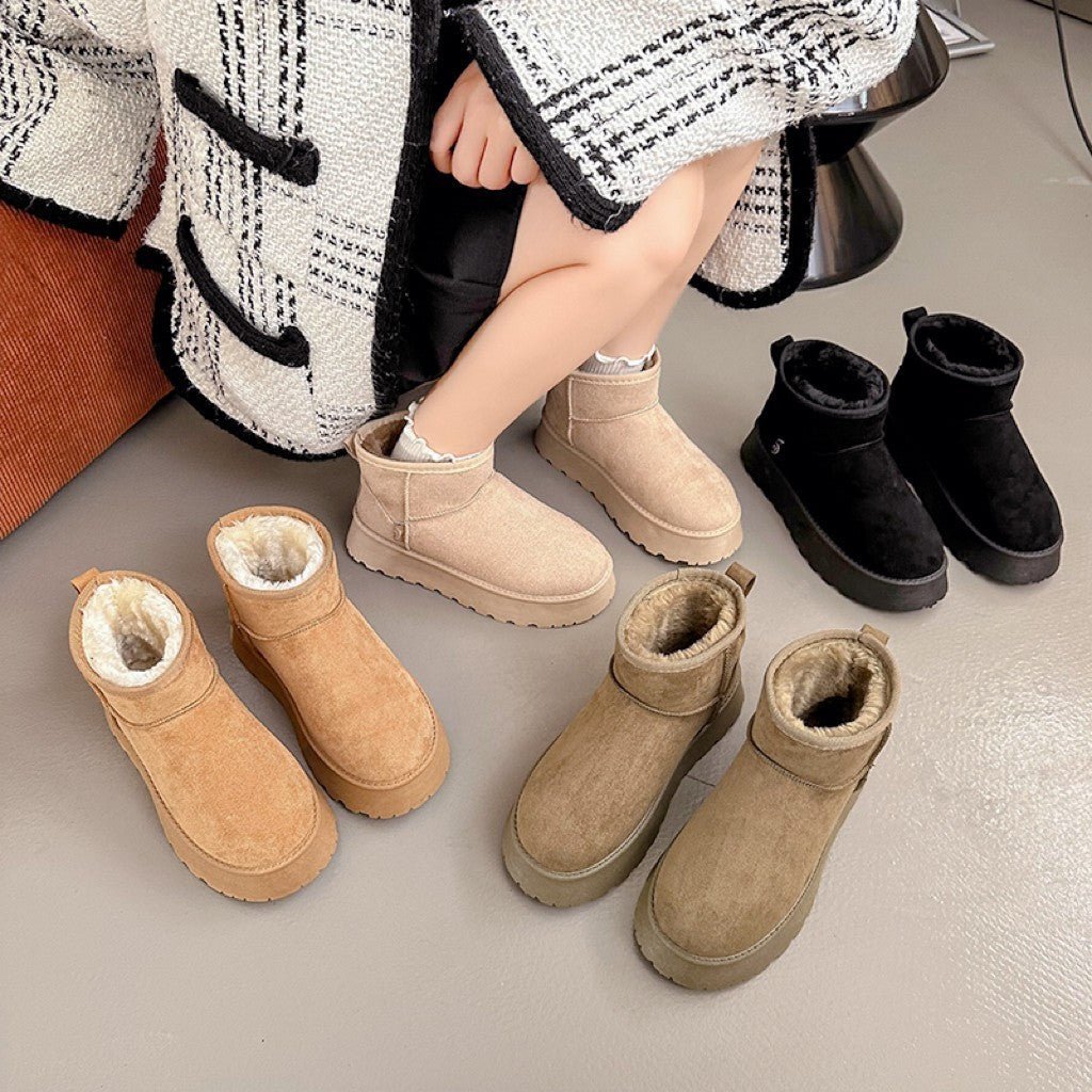 Winter Fleece - lined Thick Suede Short Cotton ShoesFootwear