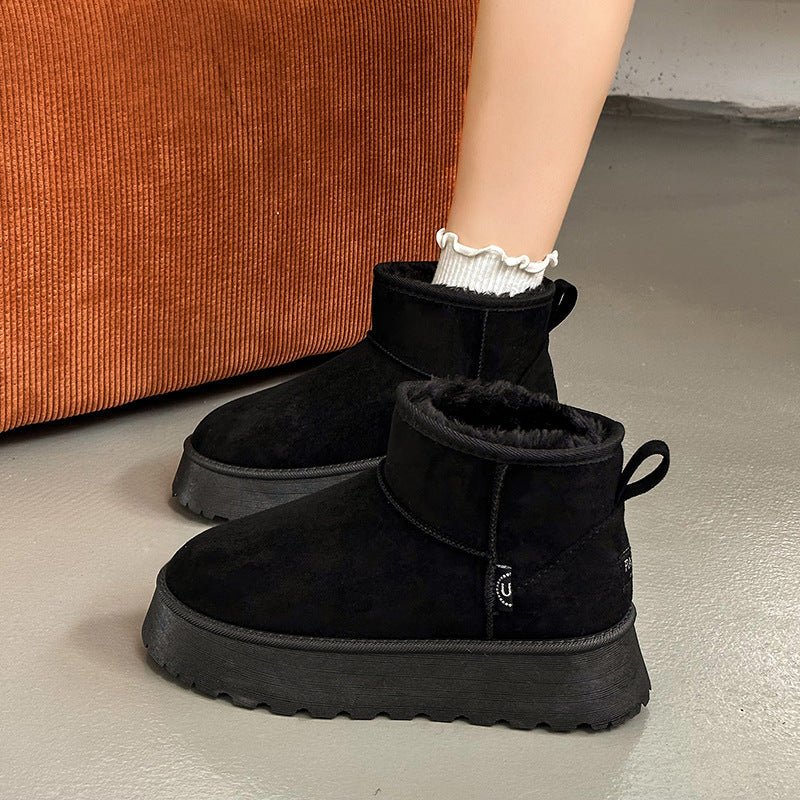 Winter Fleece - lined Thick Suede Short Cotton ShoesFootwear