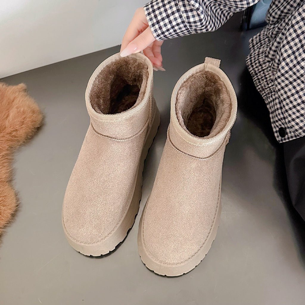 Winter Fleece - lined Thick Suede Short Cotton ShoesFootwear