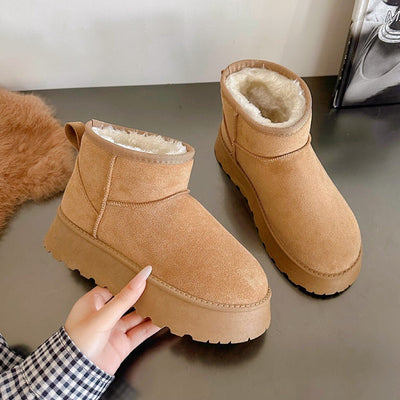 Winter Fleece - lined Thick Suede Short Cotton ShoesFootwear