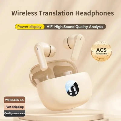 Wireless Translation Headphones Noise Cancelling Workout Headphones Stereo Sound Earphones Waterproof Translator Earbuds Device