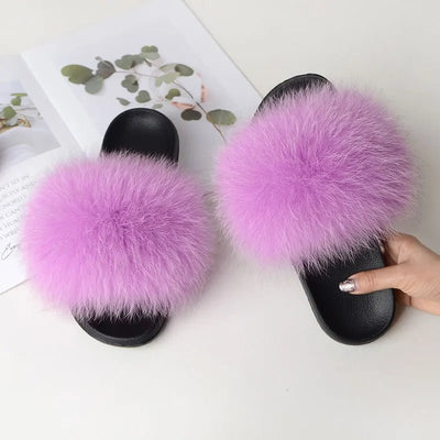 Women Casual fox far non slip Fluffy SlippersFootwear