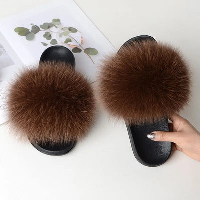 Women Casual fox far non slip Fluffy SlippersFootwear