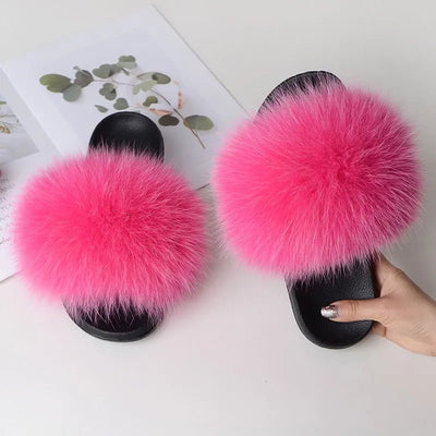 Women Casual fox far non slip Fluffy SlippersFootwear