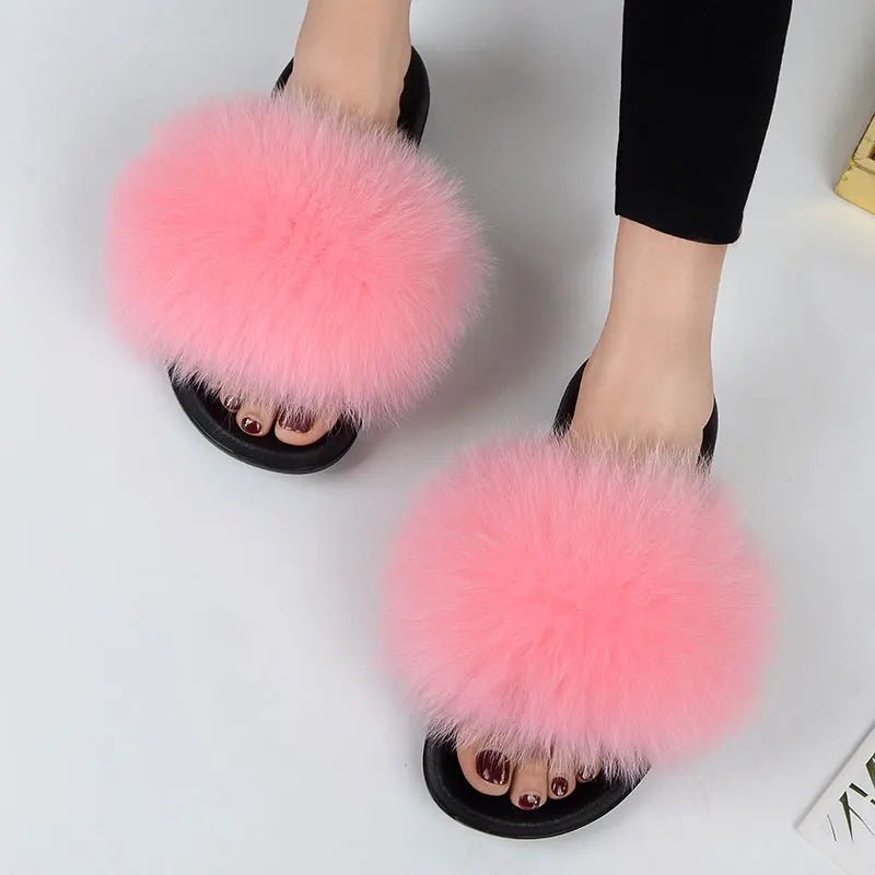 Women Casual fox far non slip Fluffy SlippersFootwear