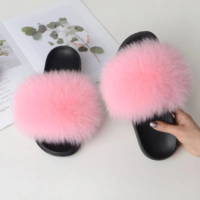 Women Casual fox far non slip Fluffy SlippersFootwear