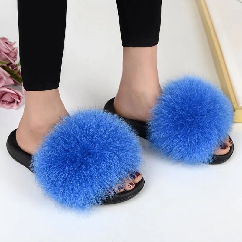 Women Casual fox far non slip Fluffy SlippersFootwear