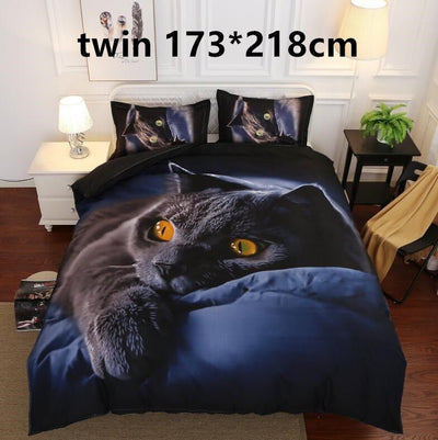 Black Cat Quilt Cover Sheet Bedding 3-piece Set